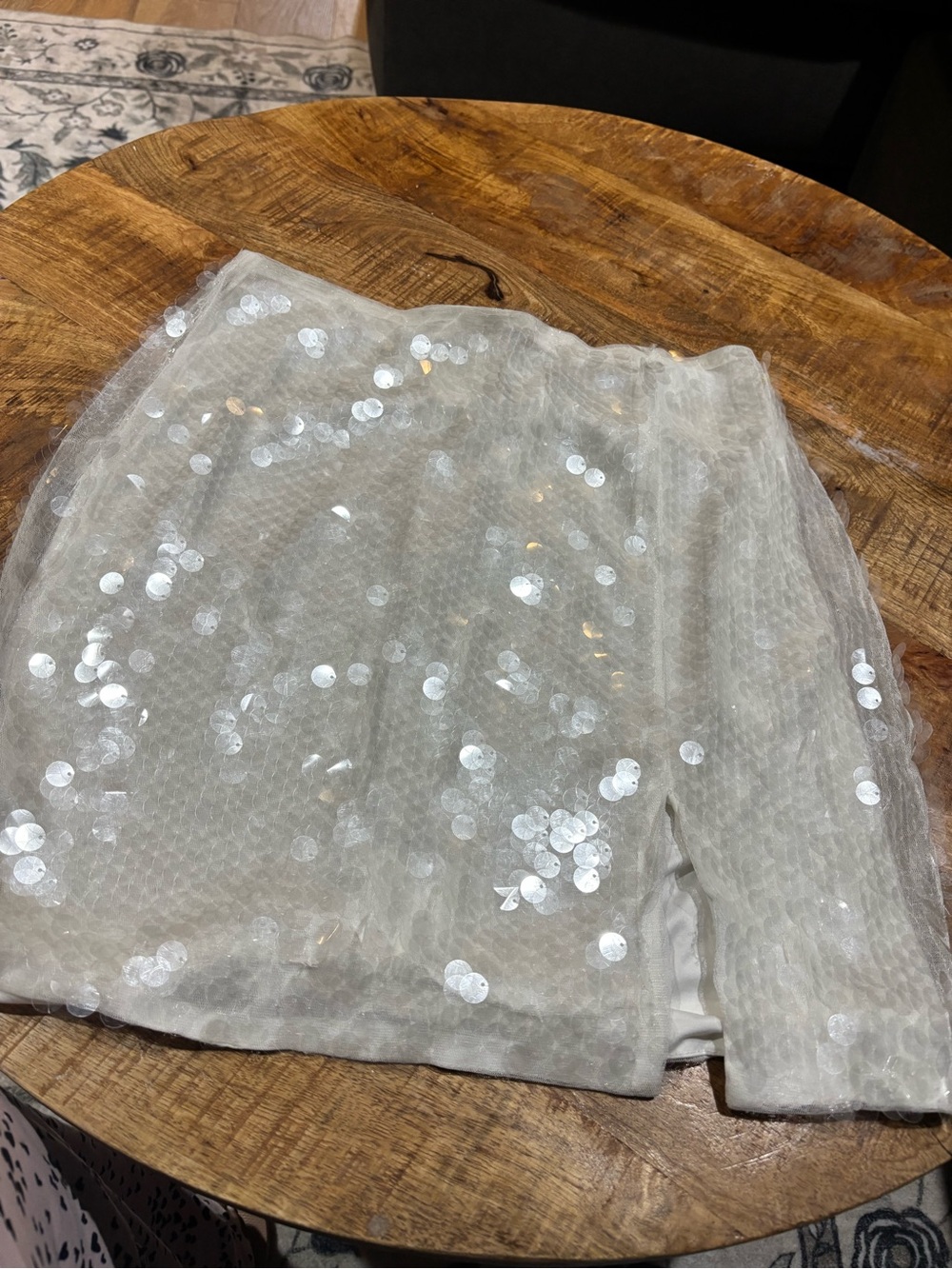 AKIRA Ivory Sequin Mini Skirt